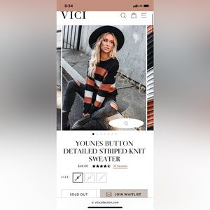 Younes button detailed strip knit sweater (sold out online) NWT